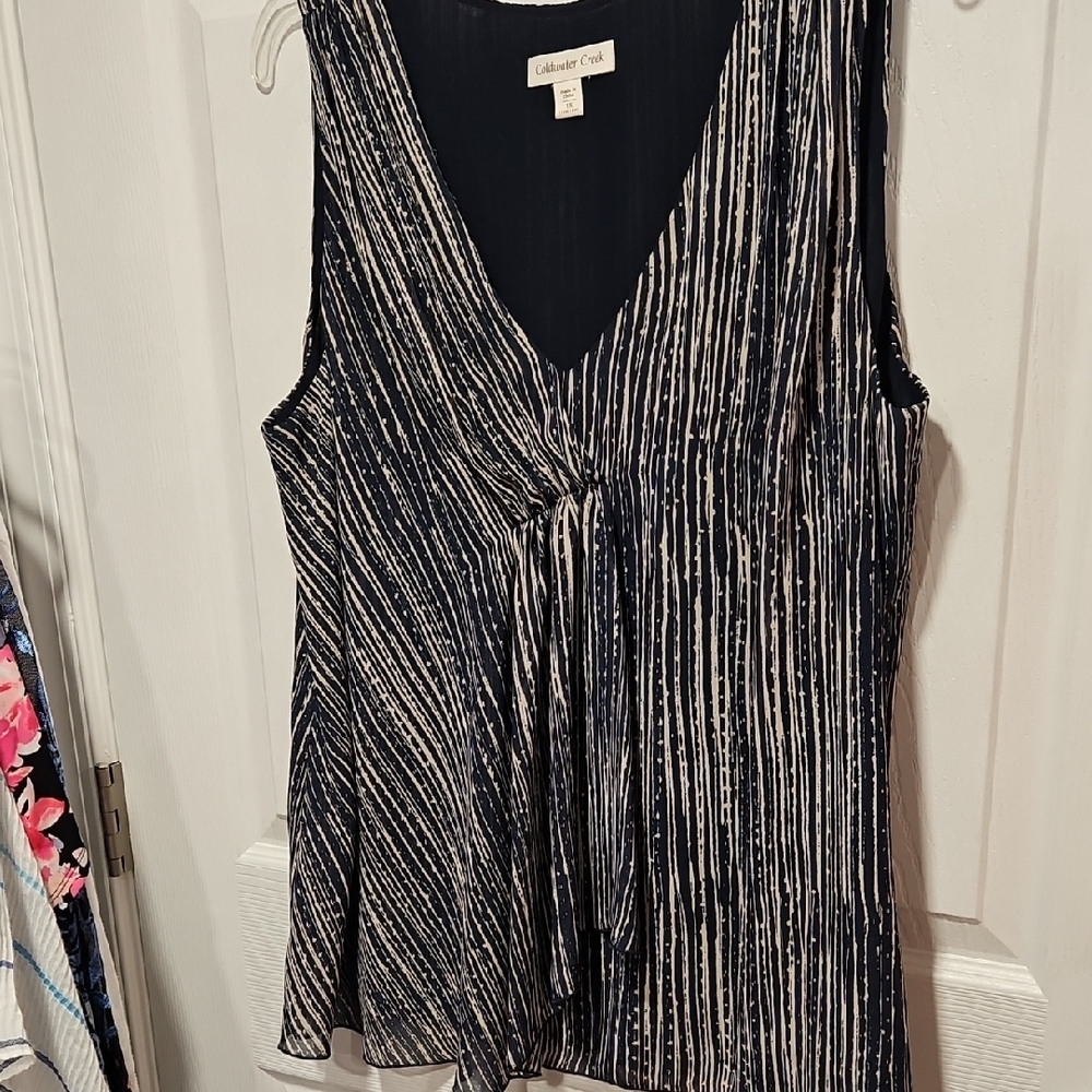 Chico's Navy and Tan Women's Top